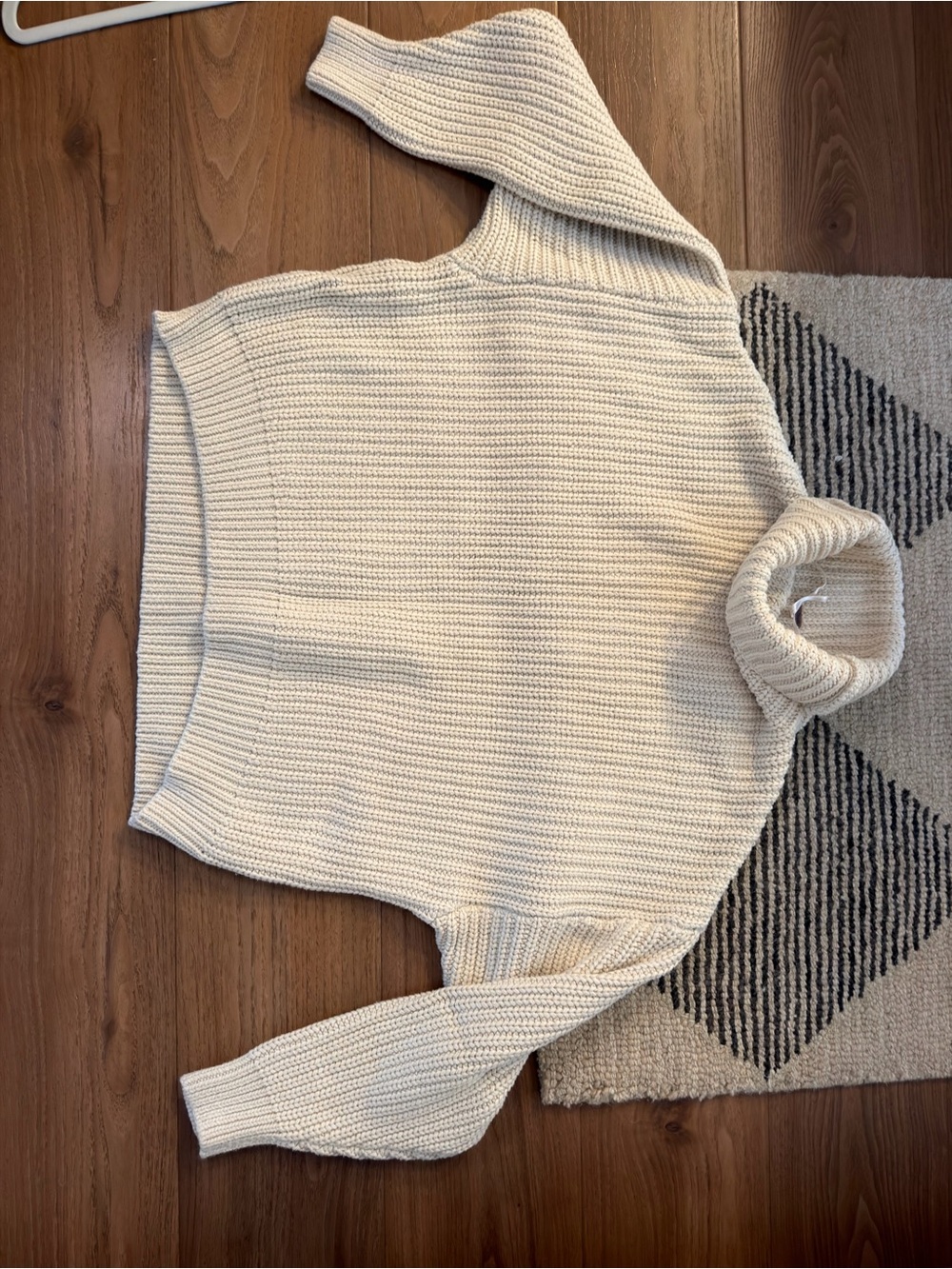 Free People Cream Turtleneck Chunky Knit Sweater - Women